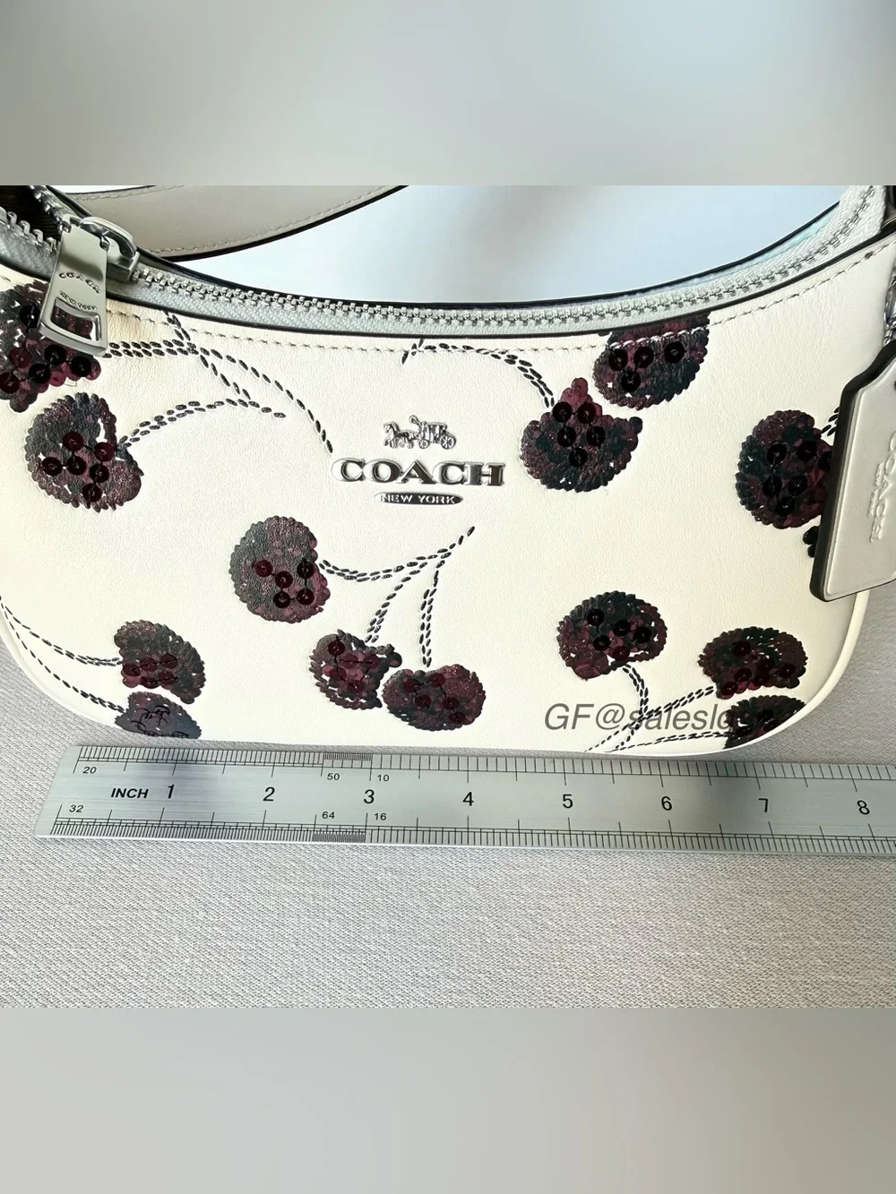 Coach Mini Teri Crossbody & Shoulder Bag Red Cherry Print Silver/chalk CCZ23 NWT